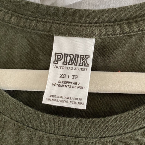 💖 3 for $35 PINK Victoria's Secret Olive Green Long Sleeve T-Shirt - Picture 3 of 3